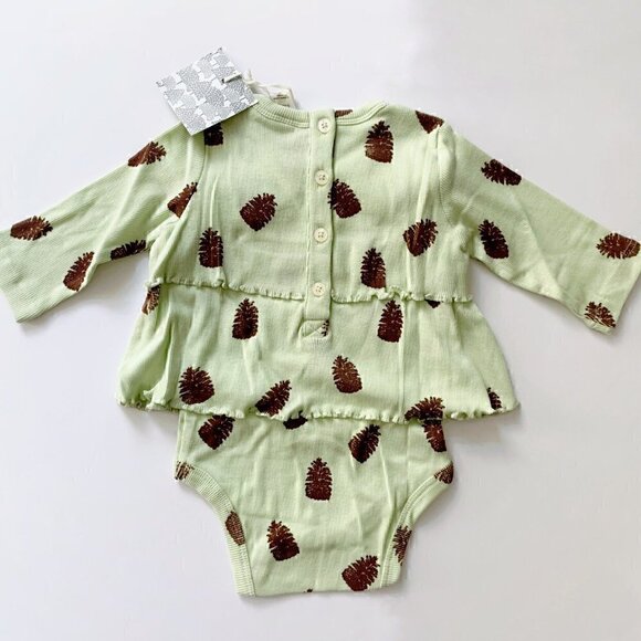 Kate Quinn long sleeve double ruffle dress Little Pinecones bodysuit - Picture 2 of 5